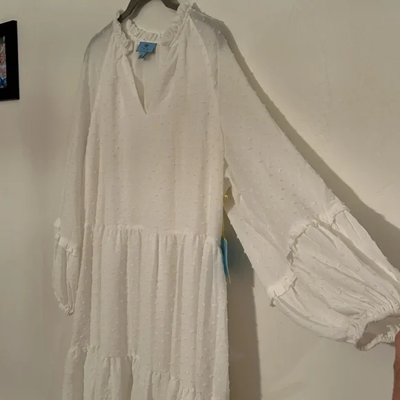 🎈3/$25🎈NWT CeCe Clip Dot Ruffled Shift Dress - Picture 6 of 11